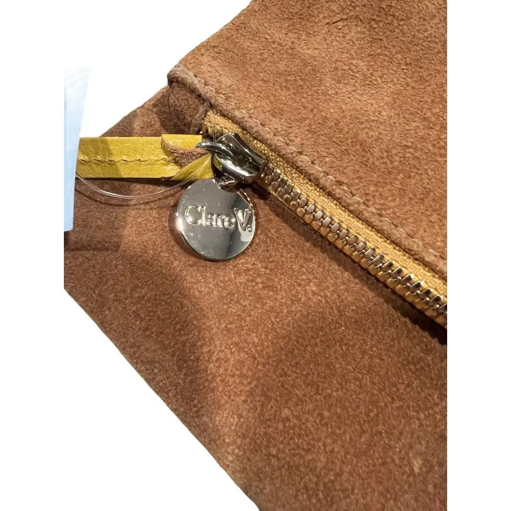 Clare V Camel Stripe Suede Leather Foldover Clutch Purse - Picture 13 of 13